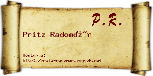 Pritz Radomér névjegykártya